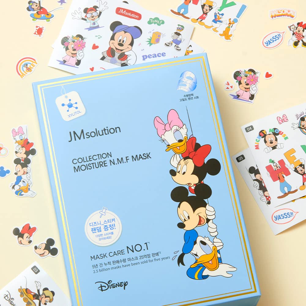 JM Solution Collection Moisture N.M.F Facial Mask Pack (10 sheets), Refills The Elastic Moisture to Weak and Dry Skin, Hydrating Skincare