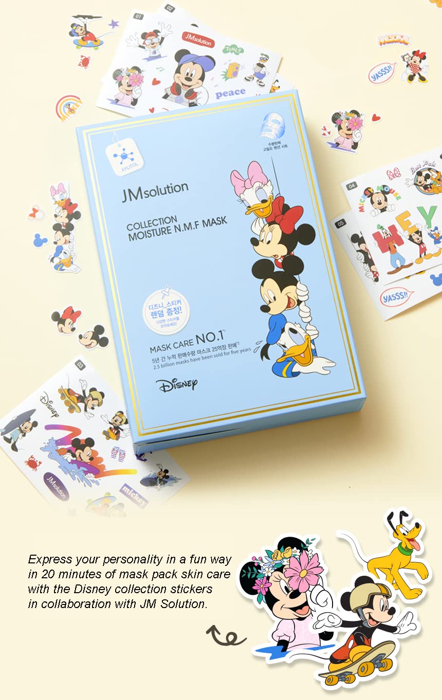 JM Solution Collection Moisture N.M.F Facial Mask Pack (10 sheets), Refills The Elastic Moisture to Weak and Dry Skin, Hydrating Skincare