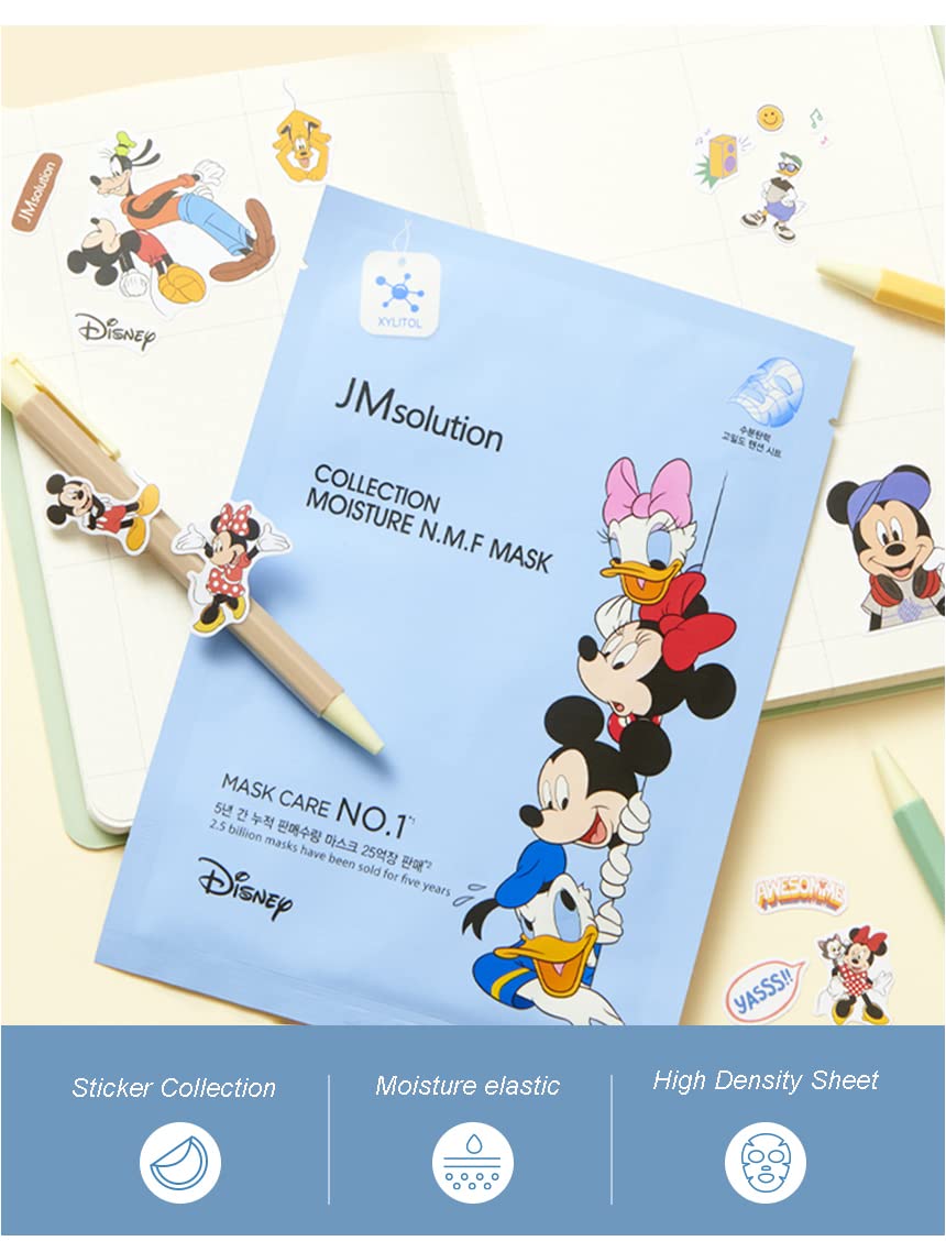 JM Solution Collection Moisture N.M.F Facial Mask Pack (10 sheets), Refills The Elastic Moisture to Weak and Dry Skin, Hydrating Skincare