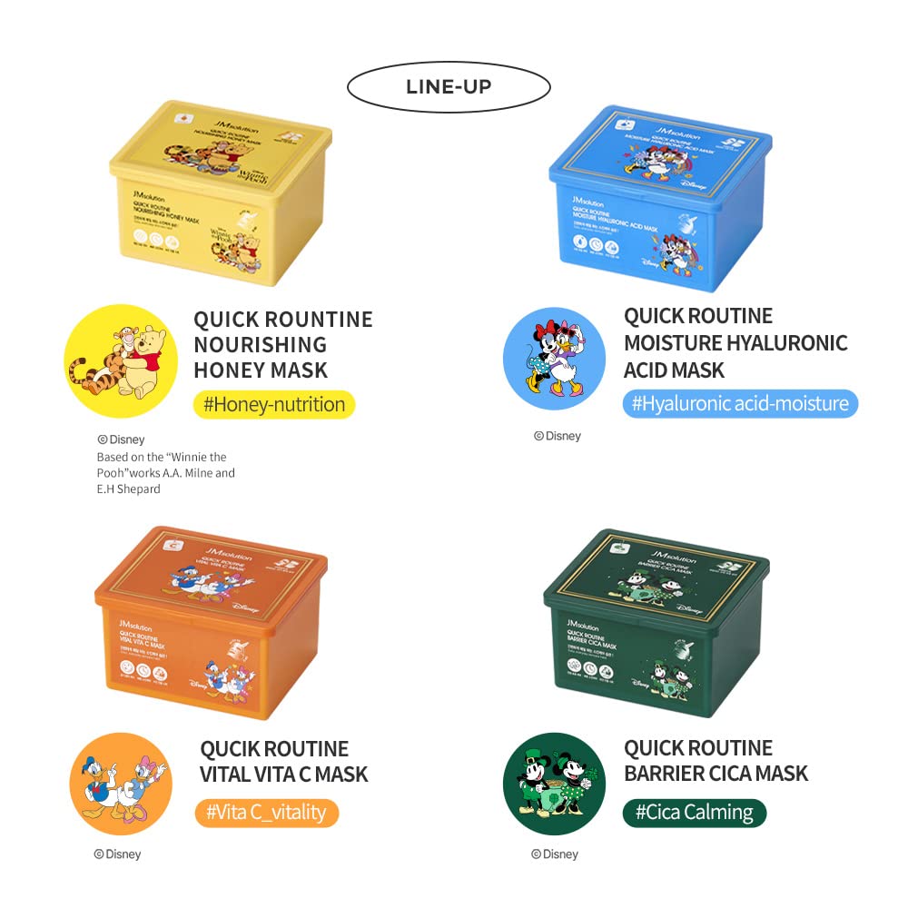 JM Solution Quick Routine Nourishing Moisture Facial Mask Sheet 30 EA- 1day 1 Mask Pick and Quick Dispenser Type- Honey Royal Nutrition-Vegan Certified Sheet