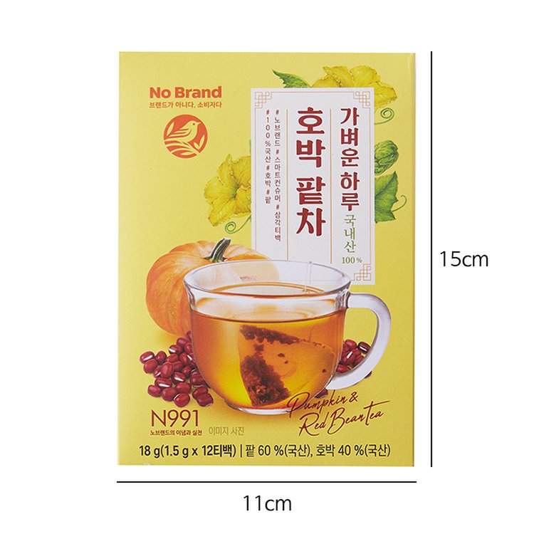 100% Natural Ingredients Tea Bags from Korea - K-food 18g(1.5g x 12T) (Pumpkin Red Bean Tea)