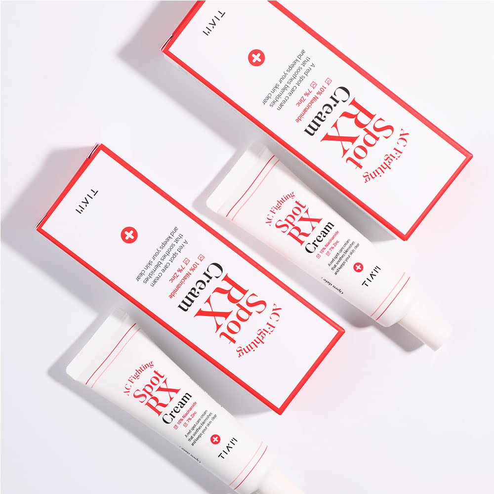 TIAM AC Fighitng Spot RX Cream, Acne-Prone Skin, Acne Spot Treatment, Intensive Nourishing and Calming for Dry, Red-Looking Skin After a Blemish, 1 Oz