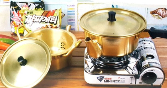 Korea Patented Kettle Noodle Pot Aluminum Raymen Pot 7.08"(18cm) Black Bean Sauce Ramen