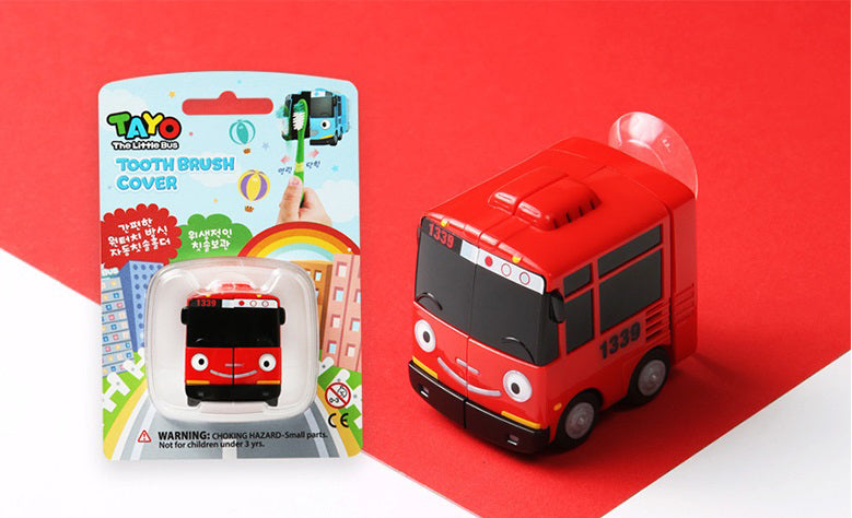 Tayo Toothbrush Holder Wall Mounted Cute Character Strong Suction Cup, Easily Attach to Mirror or Glass, One Touch