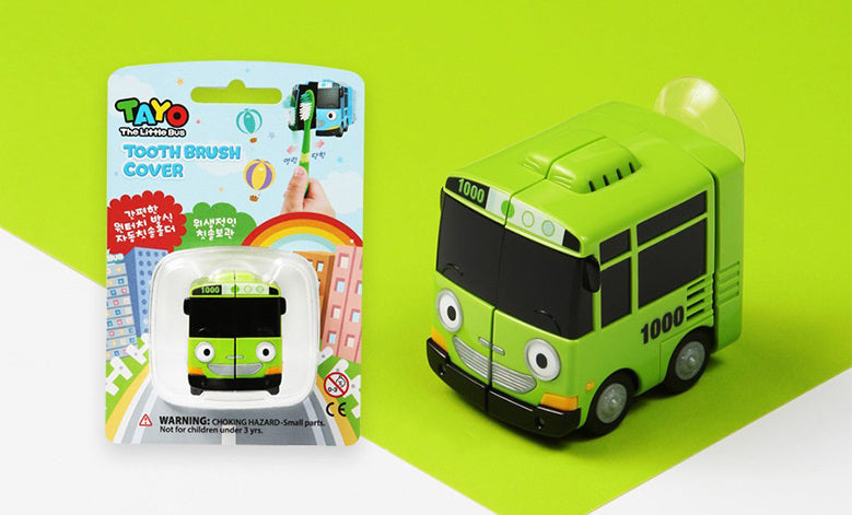 Tayo Toothbrush Holder Wall Mounted Cute Character Strong Suction Cup, Easily Attach to Mirror or Glass, One Touch