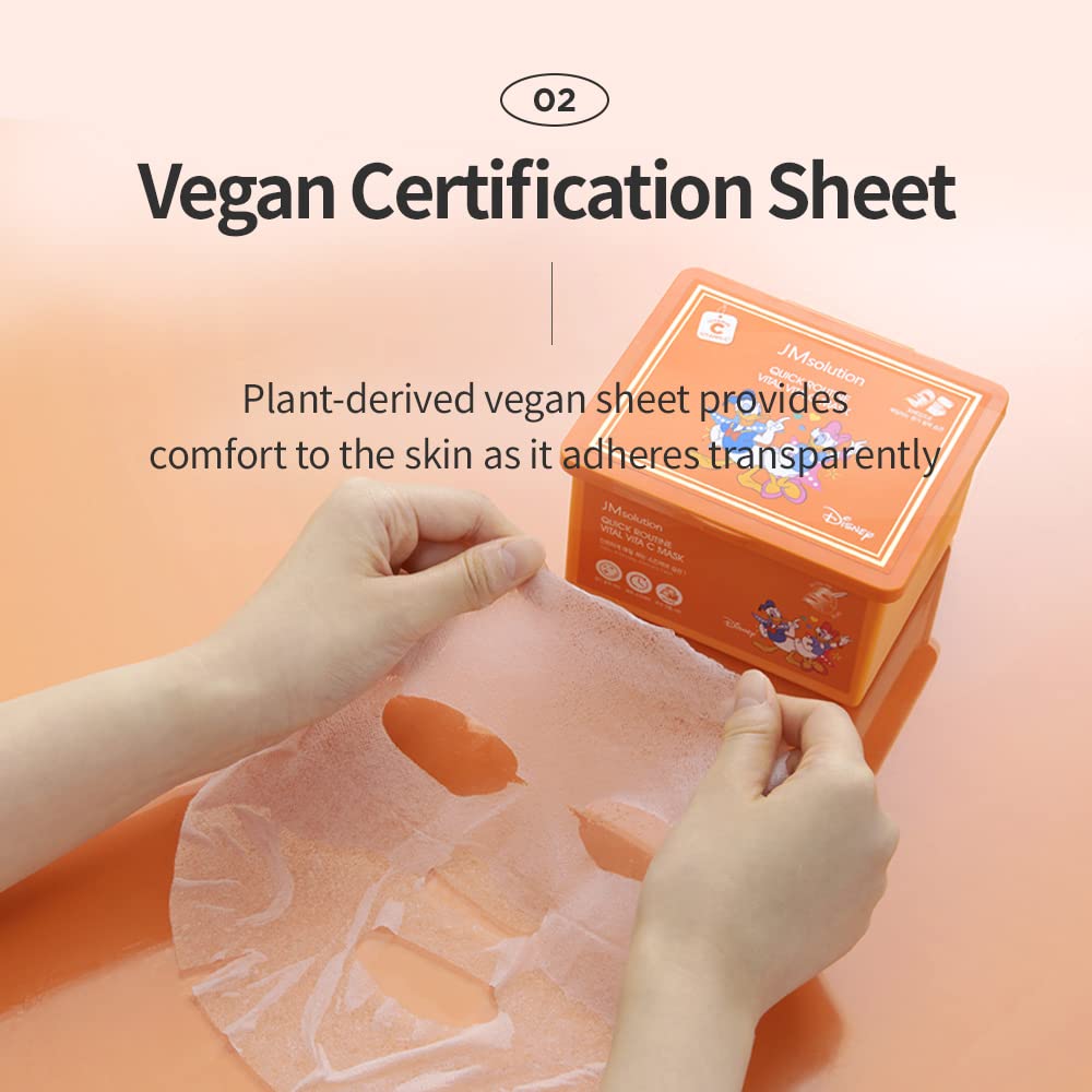 JM Solution Quick Routine Vital VITA C Mask Sheet 30 EA- 1day 1 Mask Pick and Quick Dispenser Type- Vitamin C-Vegan Certified Sheet for All Skin