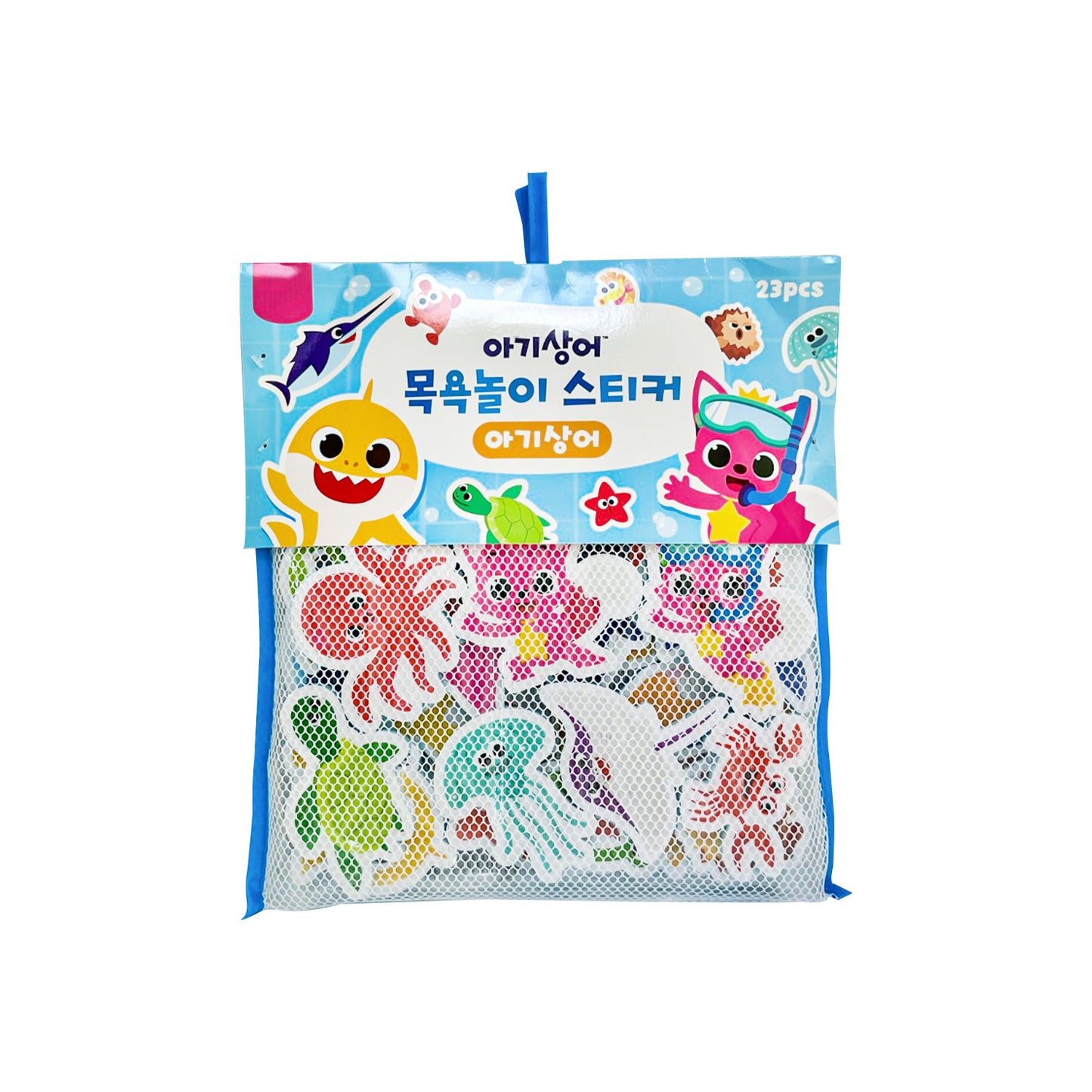 Character Bath Time Foam Stickers Set – 23 Pieces with Mesh Storage Bag