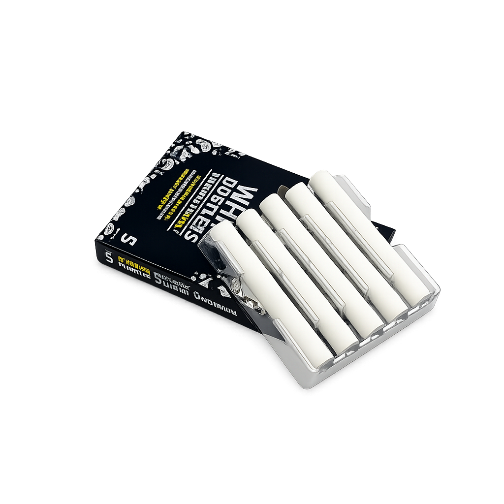 Premium Chalk Sticks – 5 Pack, Available in White or Neon Colors – Smooth Writing, Low Dust, Thick & Durable