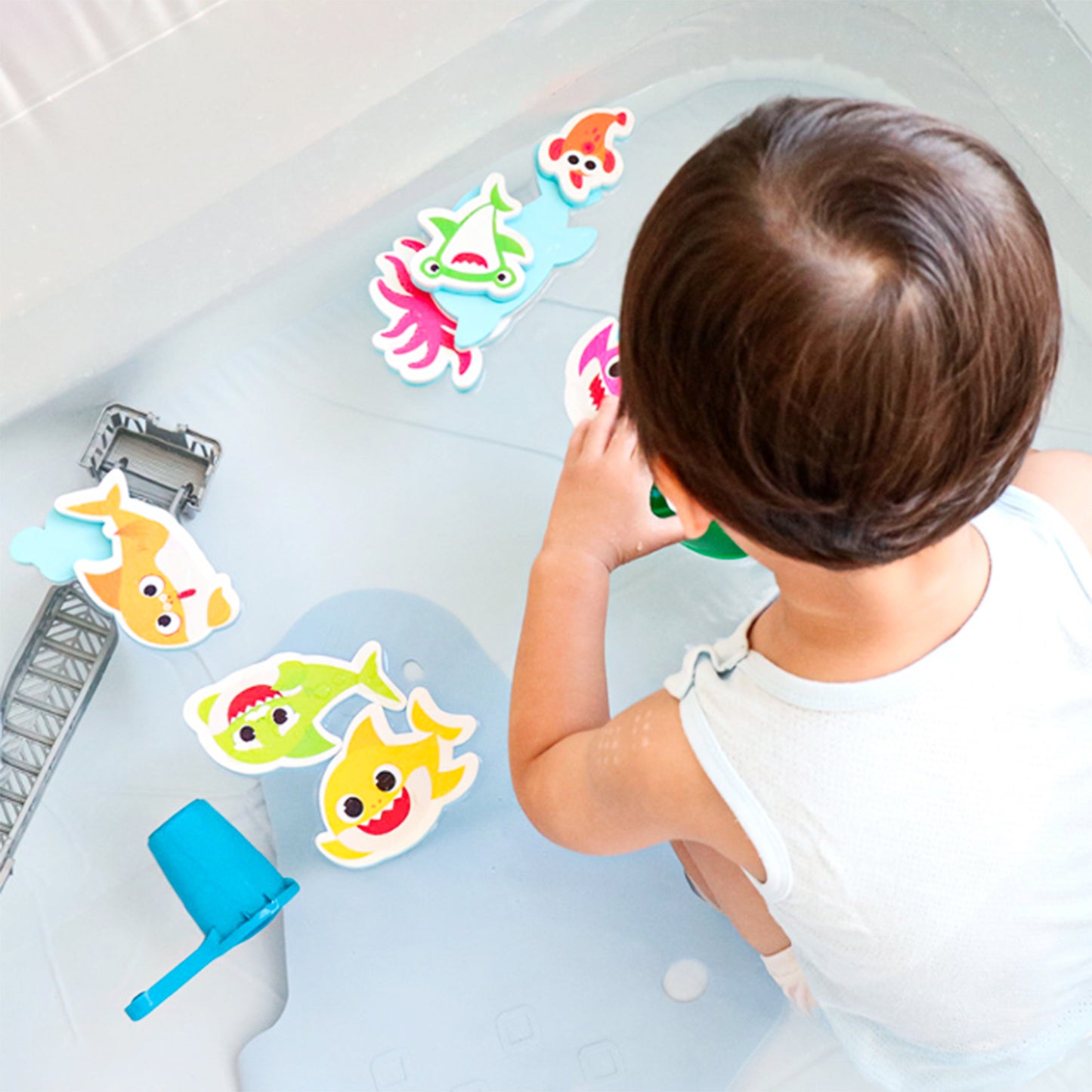 Character Bath Time Foam Stickers Set – 23 Pieces with Mesh Storage Bag