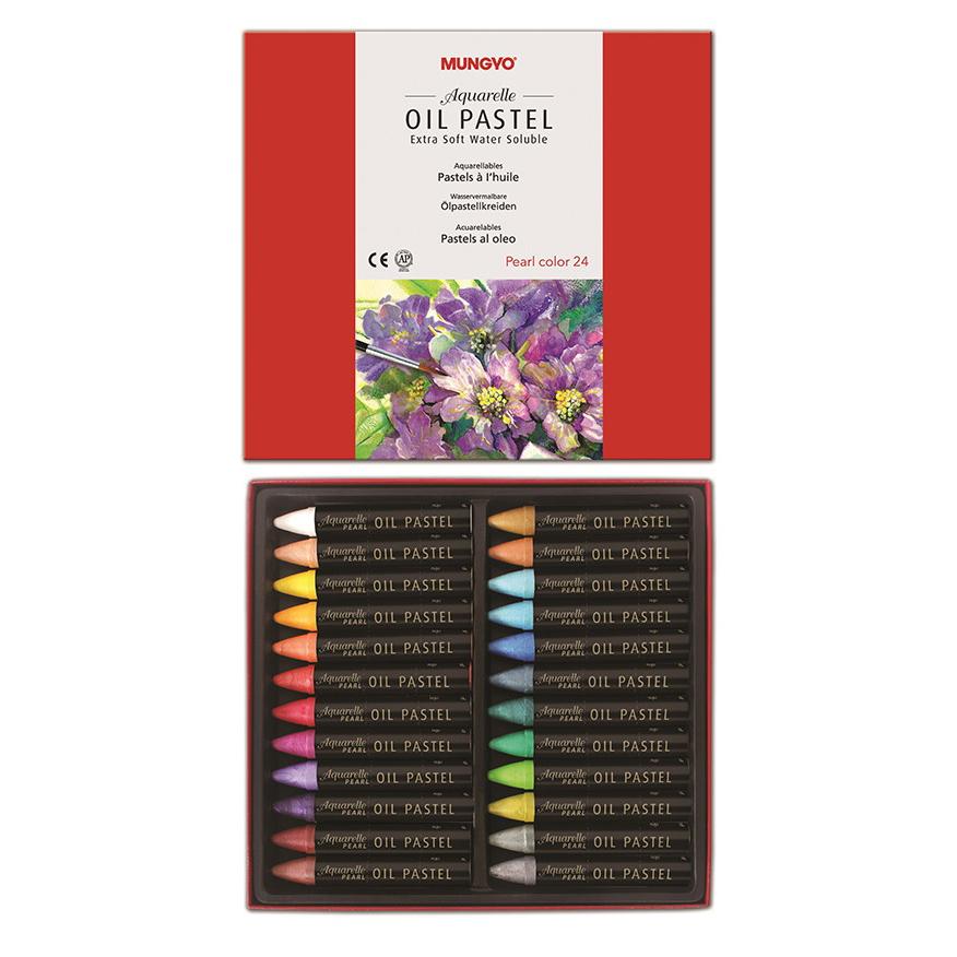 Mungyo Water-Soluble Oil Pastel Set of 24 - Pearl Colors