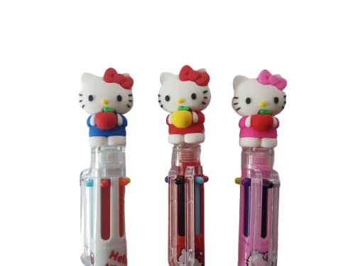 Hello Kitty 0.7mm 6 in 1 Multicolor Retractable Ballpoint Pen with Cute Hello Kitty Figure
