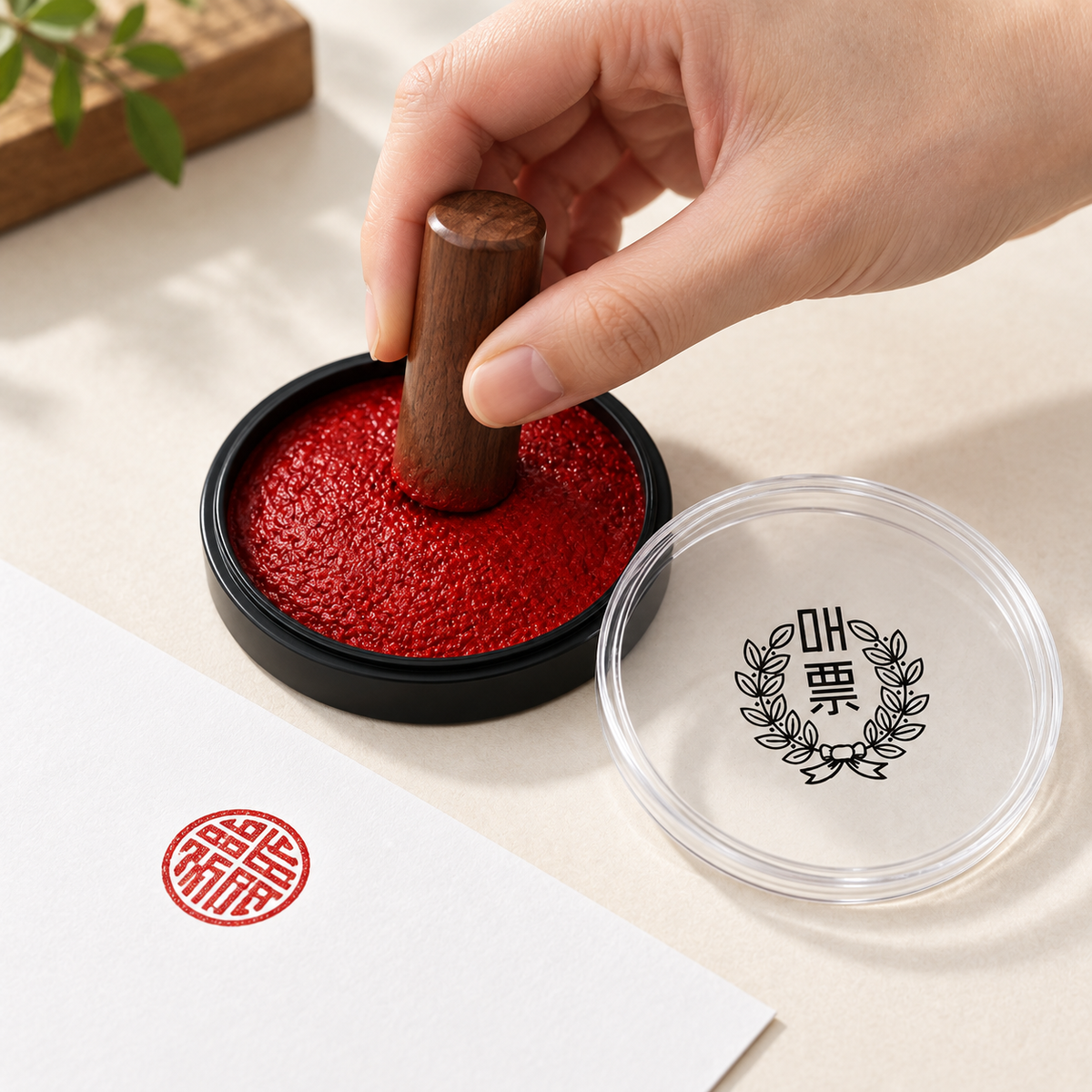 MAEPYO Traditional Korean Seal Ink Pad, Small, Burgundy Red, for Dojang Name Seals and Calligraphy Stamps, 1 Count