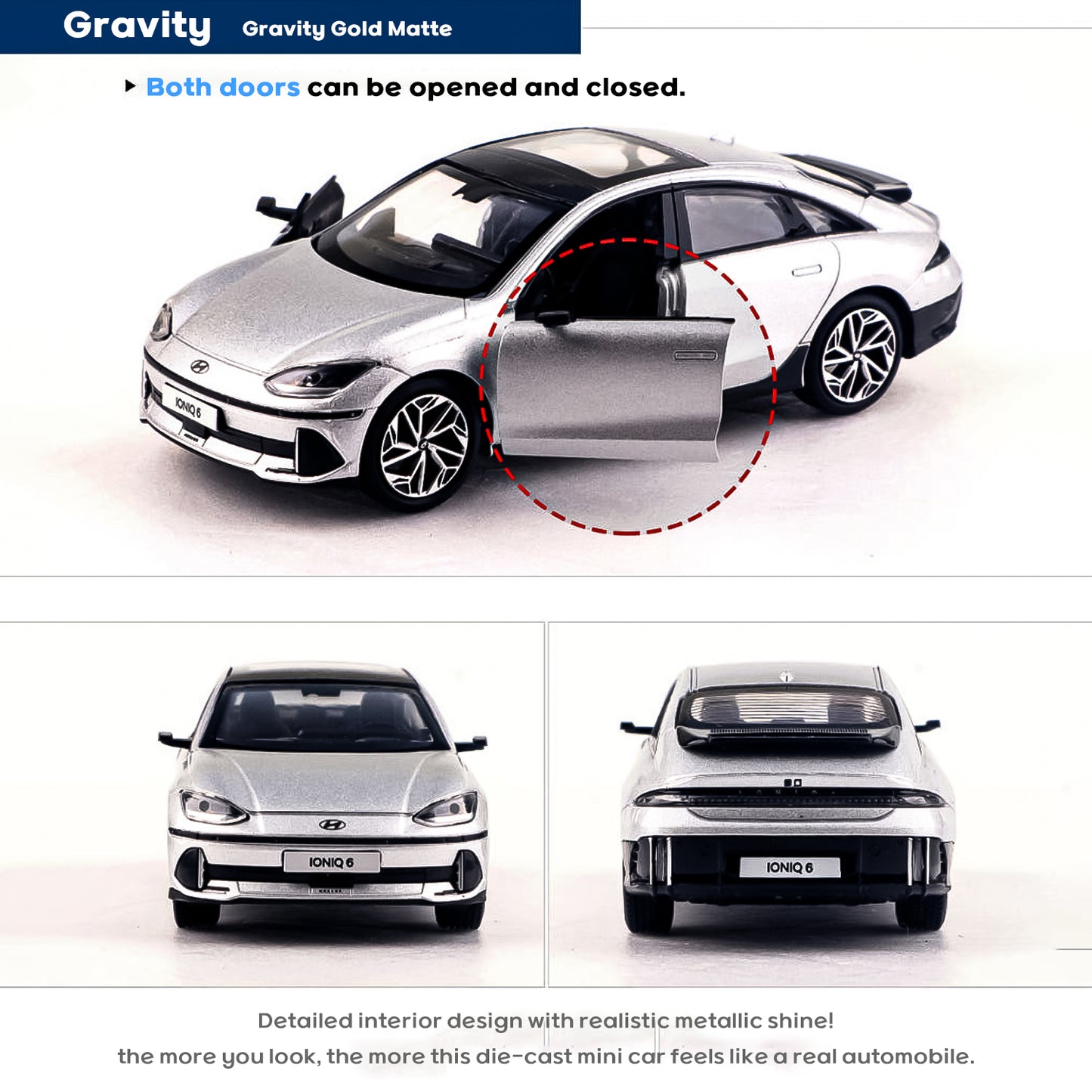 Hyundai Motors IONIQ 6 Mini Diecast 1:38 Scale Miniature Display