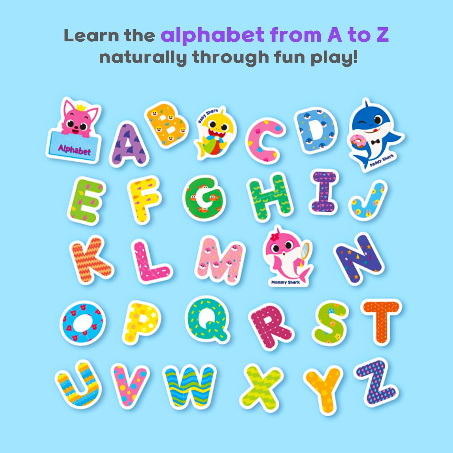 Character Alphabet Bath Time Foam Stickers Set – 30 Floating Letters with Mesh Storage Bag, Educational Water Play for Kids