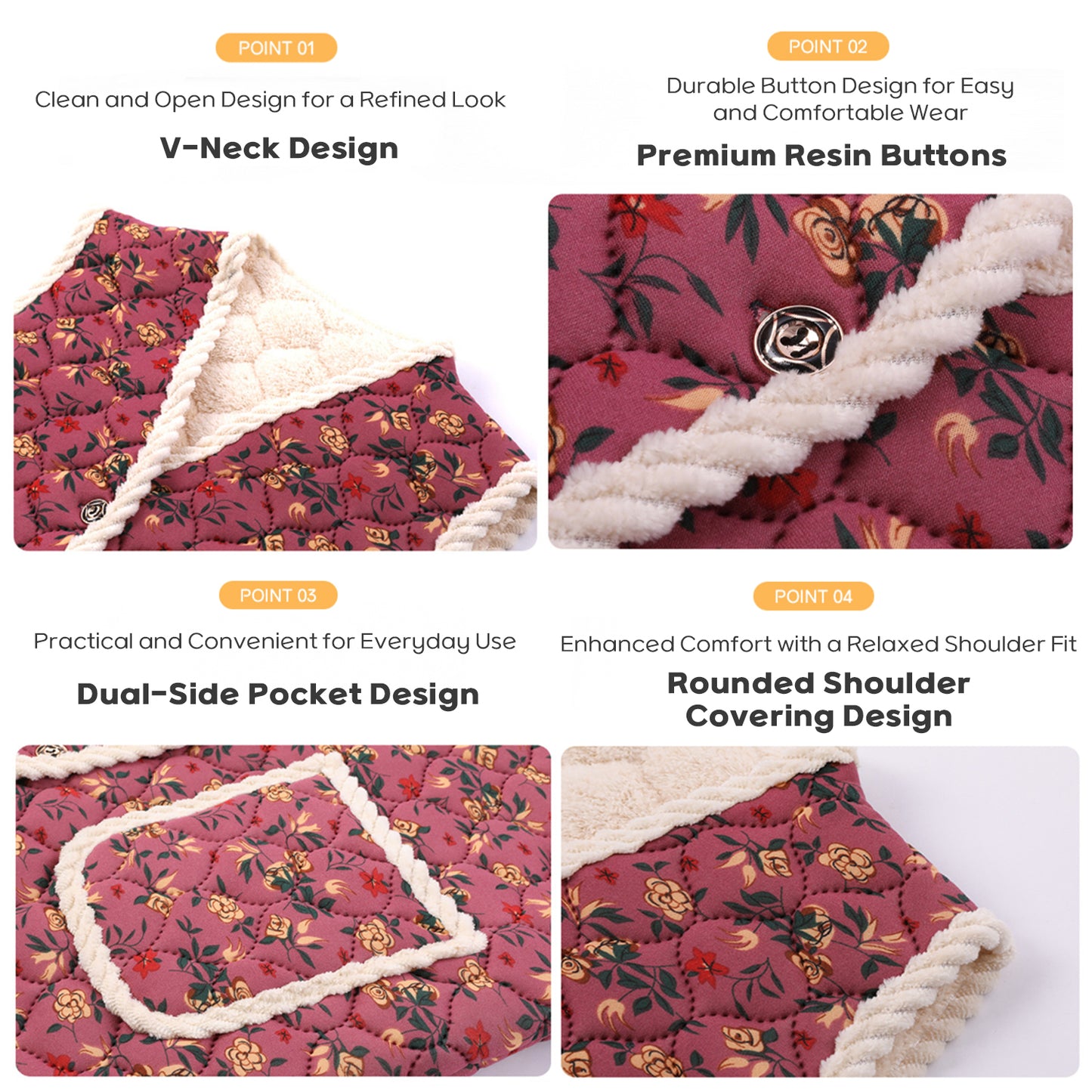 Korean Kimjang Vest, Retro Floral Quilted Design with Warm Fleece Lining, Sleeveless Winter Vest for Kimchi Making and Daily Wear