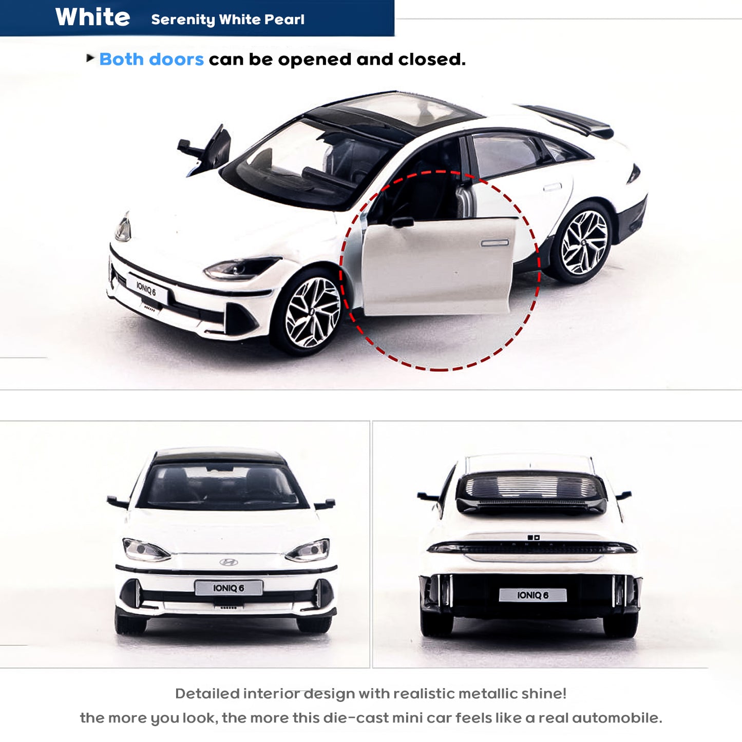 Hyundai Motors IONIQ 6 Mini Diecast 1:38 Scale Miniature Display