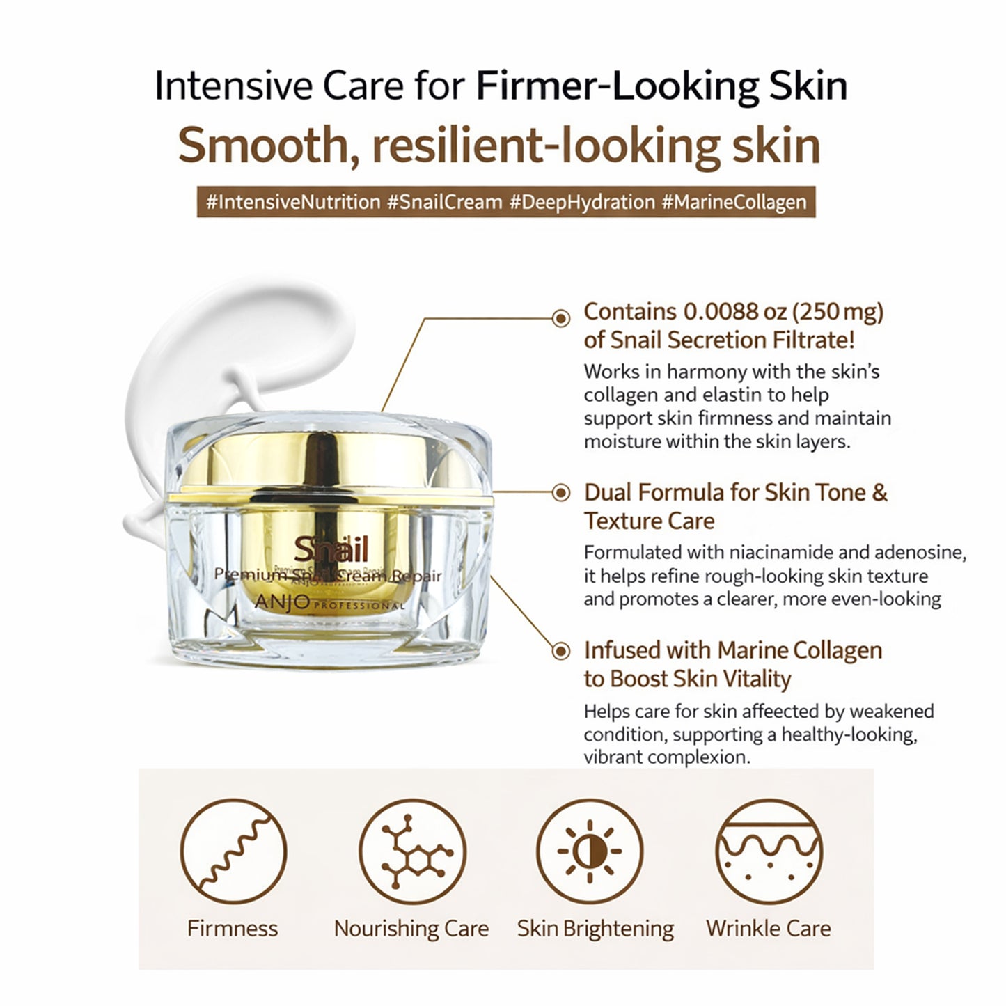 ANJO Premium Snail Moisturizing Cream 50ml – Hydrating Daily Skincare