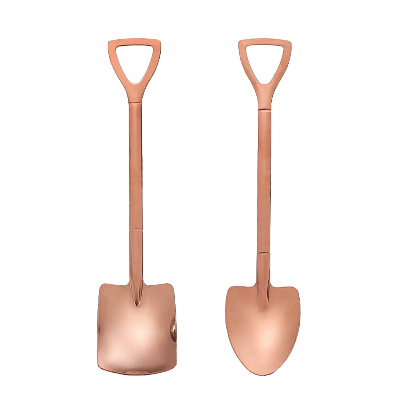 2 Pcs (1 Set) Stainless Steel Shovel Spoons – Reusable Mini Dessert Spoons for Coffee, Tea, Ice Cream, Fruit, Sugar & Cake, Cute Shovel-Shaped Silver Spoons for Kitchen and Party Use