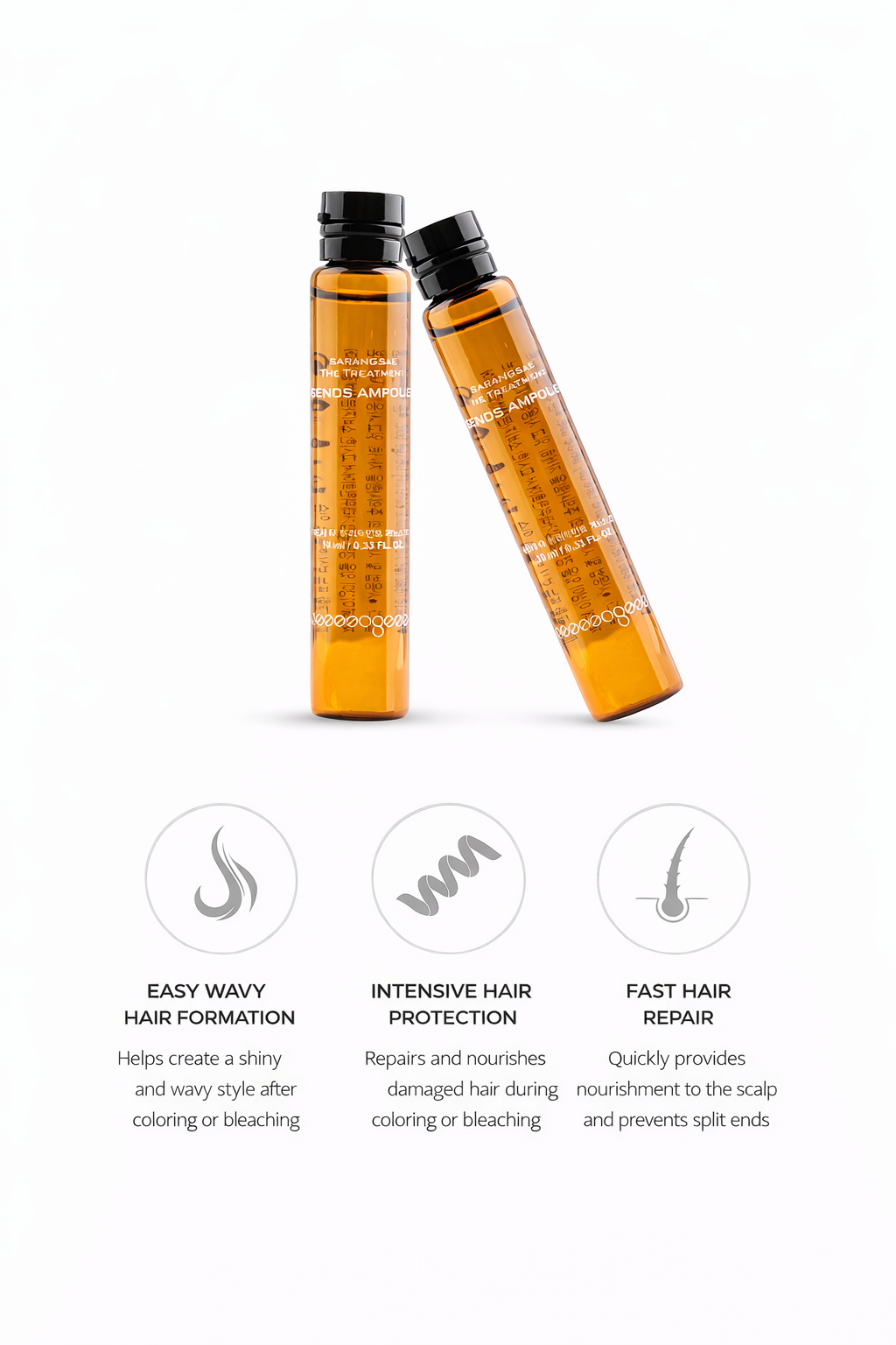Sarangsae Pop Genos Hair Treatment Ampoule 0.34 oz x3 (10ml) Korean Damage Repair Care