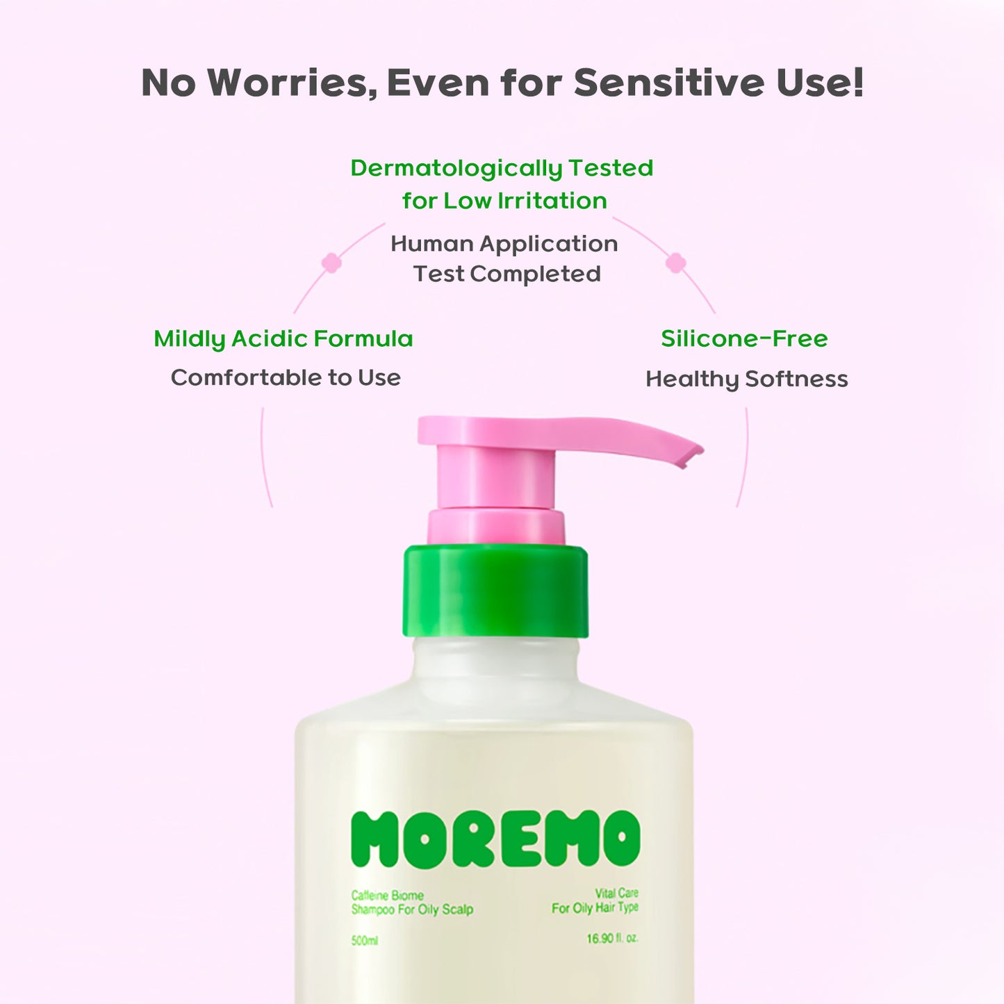 Moremo Caffeine Biome Shampoo 500ml  Oily Hair, Mildly Acidic, Hair Loss Prevention, Scalp Cleansing