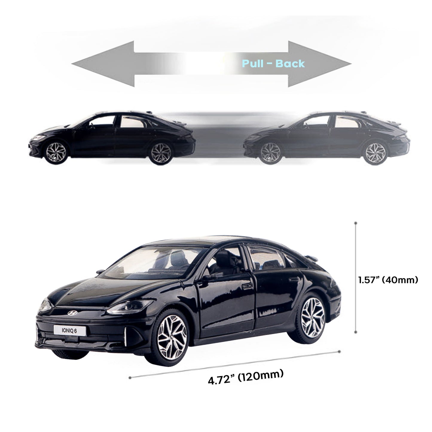 Hyundai Motors IONIQ 6 Mini Diecast 1:38 Scale Miniature Display