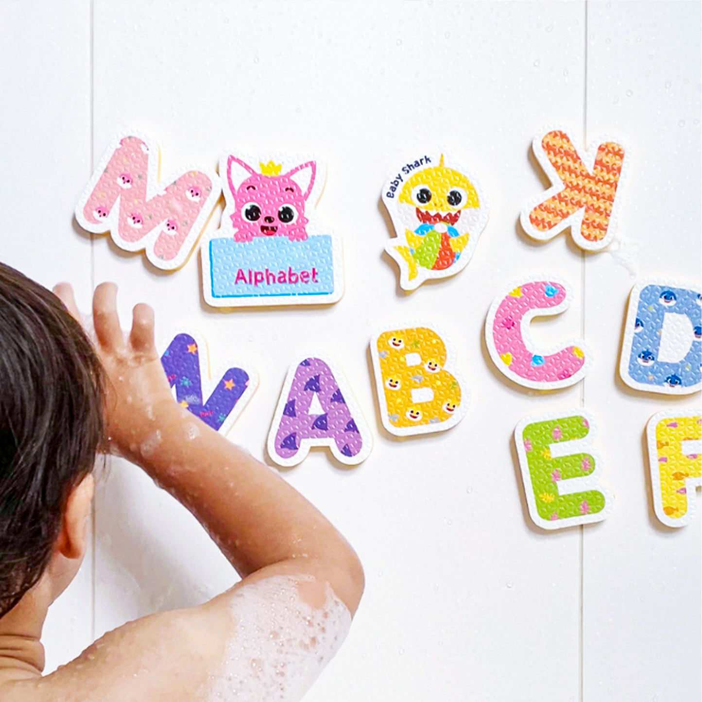 Character Alphabet Bath Time Foam Stickers Set – 30 Floating Letters with Mesh Storage Bag, Educational Water Play for Kids