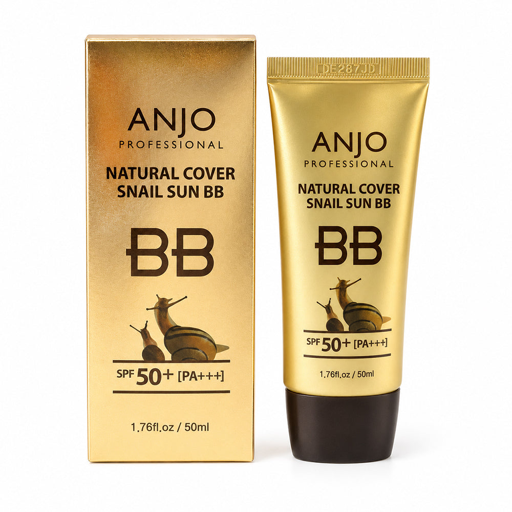ANJO Natural Cover Snail Sun BB Cream SPF 50+PA+++ 50ml, Makeup Base, Snail Mucus, Korean Cosmetics