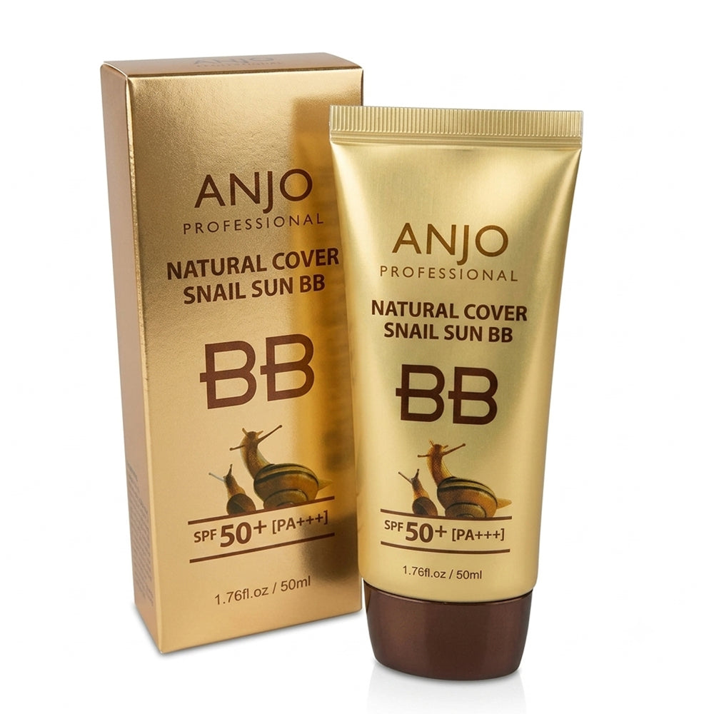 ANJO Natural Cover Snail Sun BB Cream SPF 50+PA+++ 50ml, Makeup Base, Snail Mucus, Korean Cosmetics