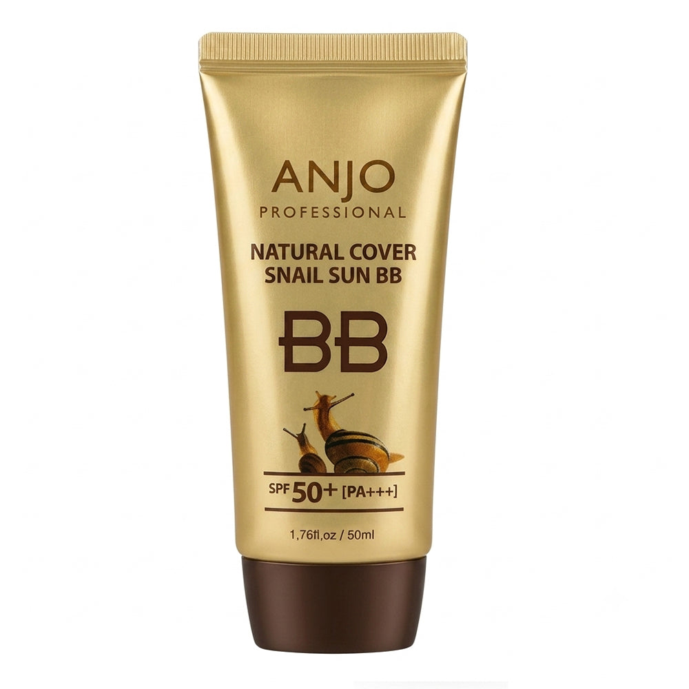 ANJO Natural Cover Snail Sun BB Cream SPF 50+PA+++ 50ml, Makeup Base, Snail Mucus, Korean Cosmetics
