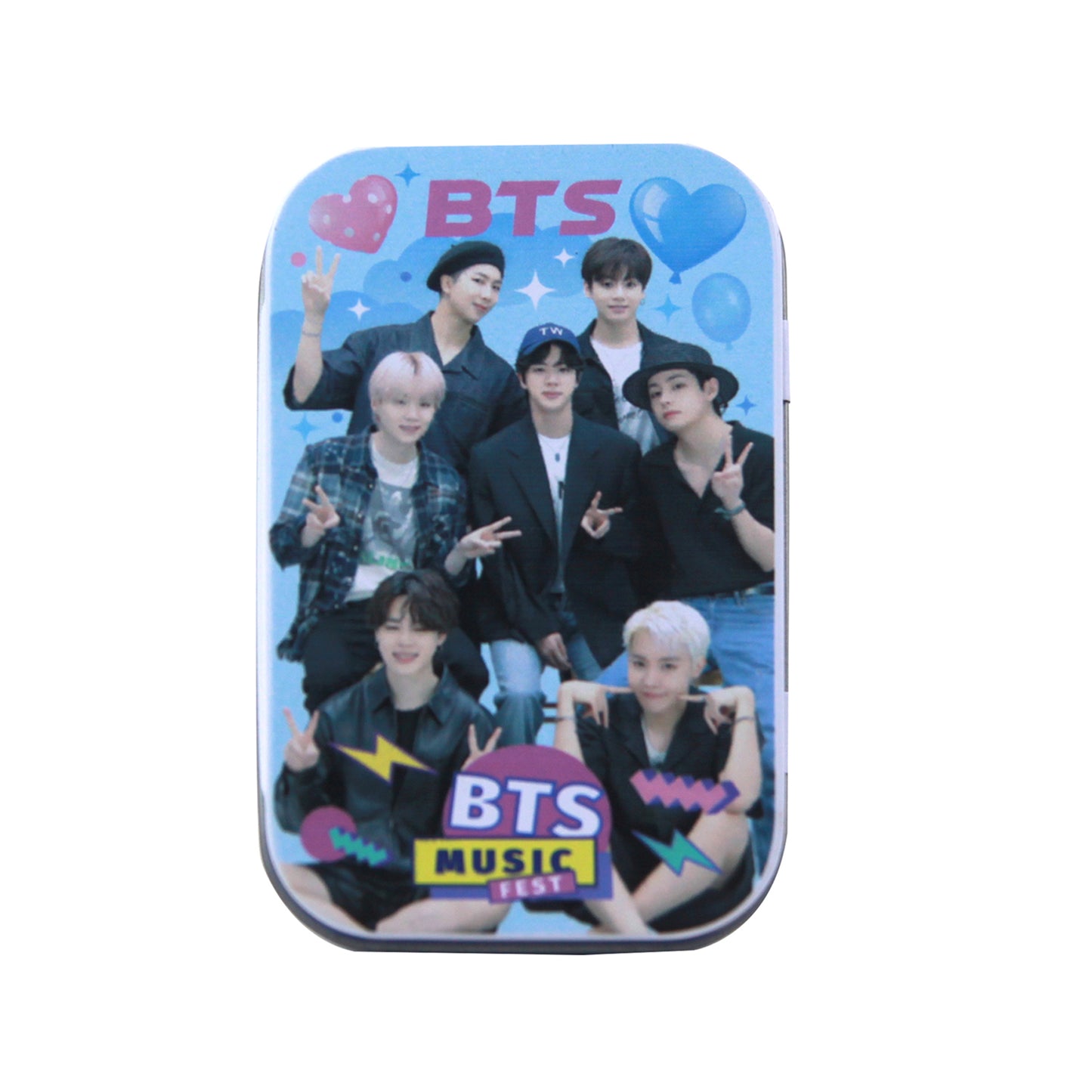 K-Pop Idol ID Photo Card Collection with Tin Case – Includes Decorative Sticker for Credit Card Front