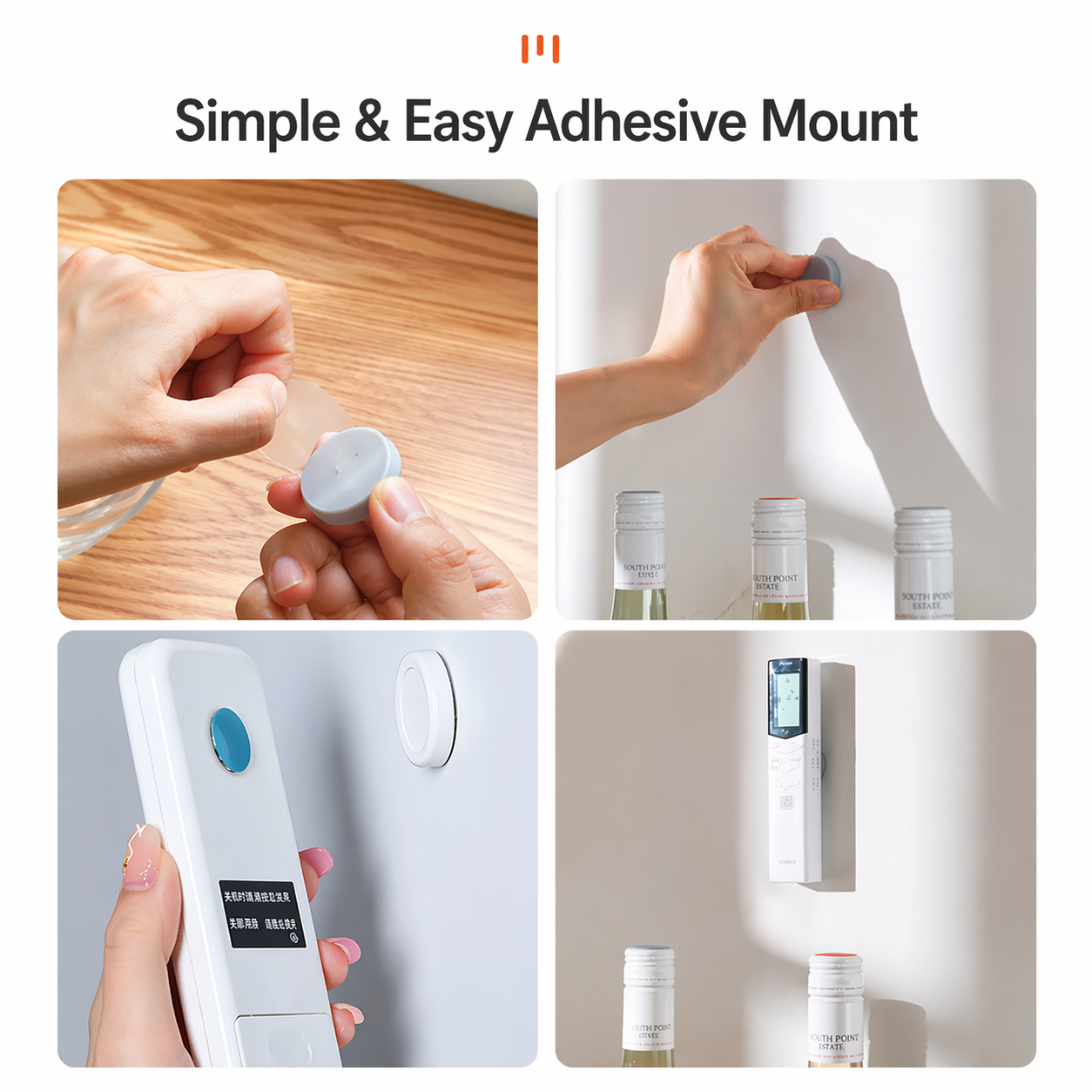 Magnetic Remote Control Holder Wall Mount, Round Magnet 2 Pack, Adhesive Remote Organizer, No Drill Remote Storage for TV, AC, Media Devices