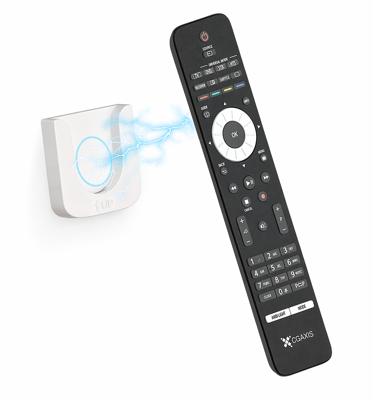 Magnetic Remote Control Holder Square Wall Mount, Adhesive Remote Organizer No Drill for TV, AC, Media Devices (Black/White/Gray)