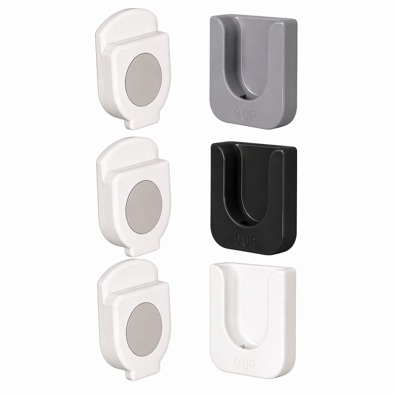 Magnetic Remote Control Holder Square Wall Mount, Adhesive Remote Organizer No Drill for TV, AC, Media Devices (Black/White/Gray)