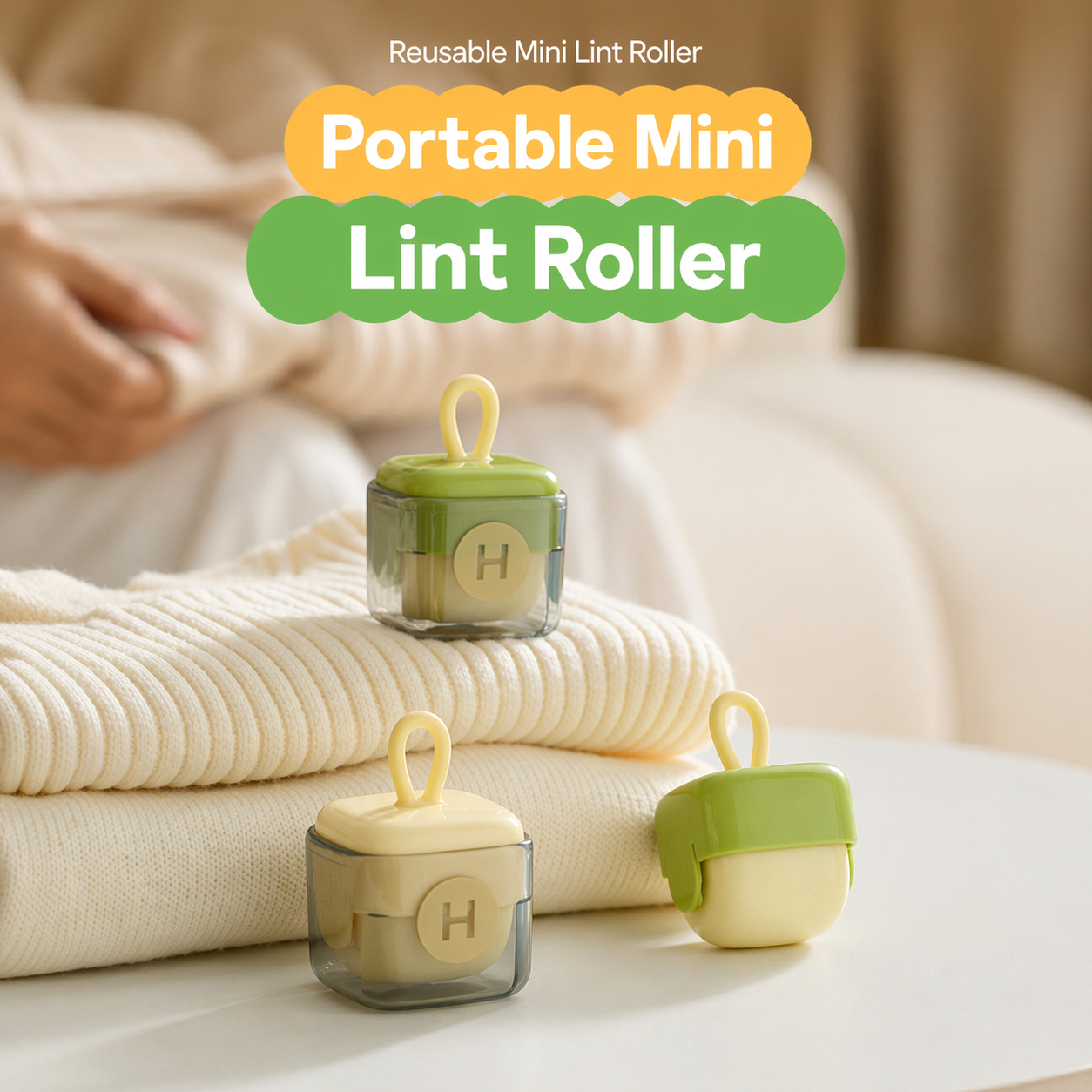 Portable Reusable Lint Roller, Washable Pet Hair Remover for Clothes, Sofa & Car, Removes Hair, Dust & Crumbs, Compact Travel Design