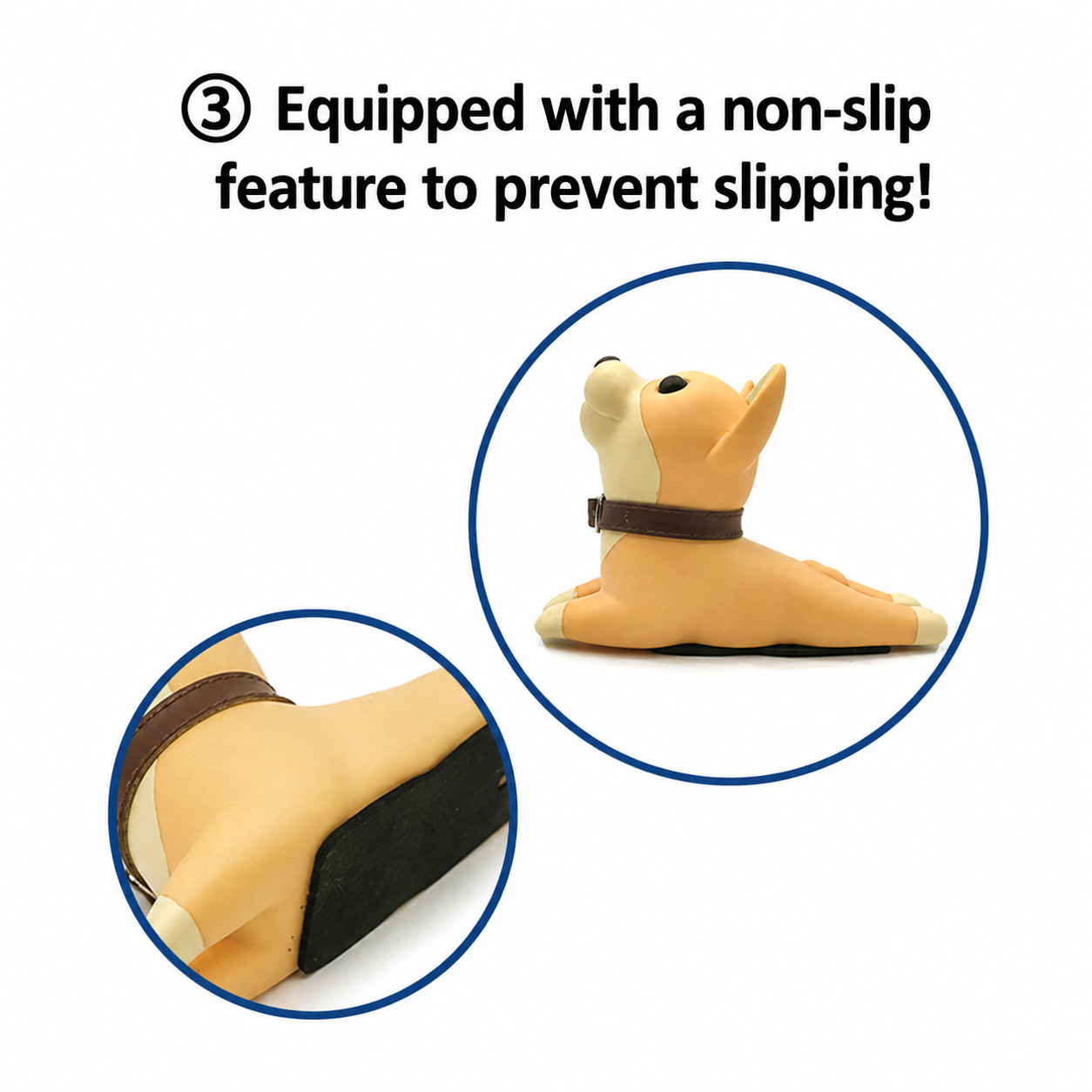 Dog Door Stopper Wedge, Non-Slip Door Stop, Prevents Door Slamming, Cute Puppy Door Stop for Home, Office, Bedroom
