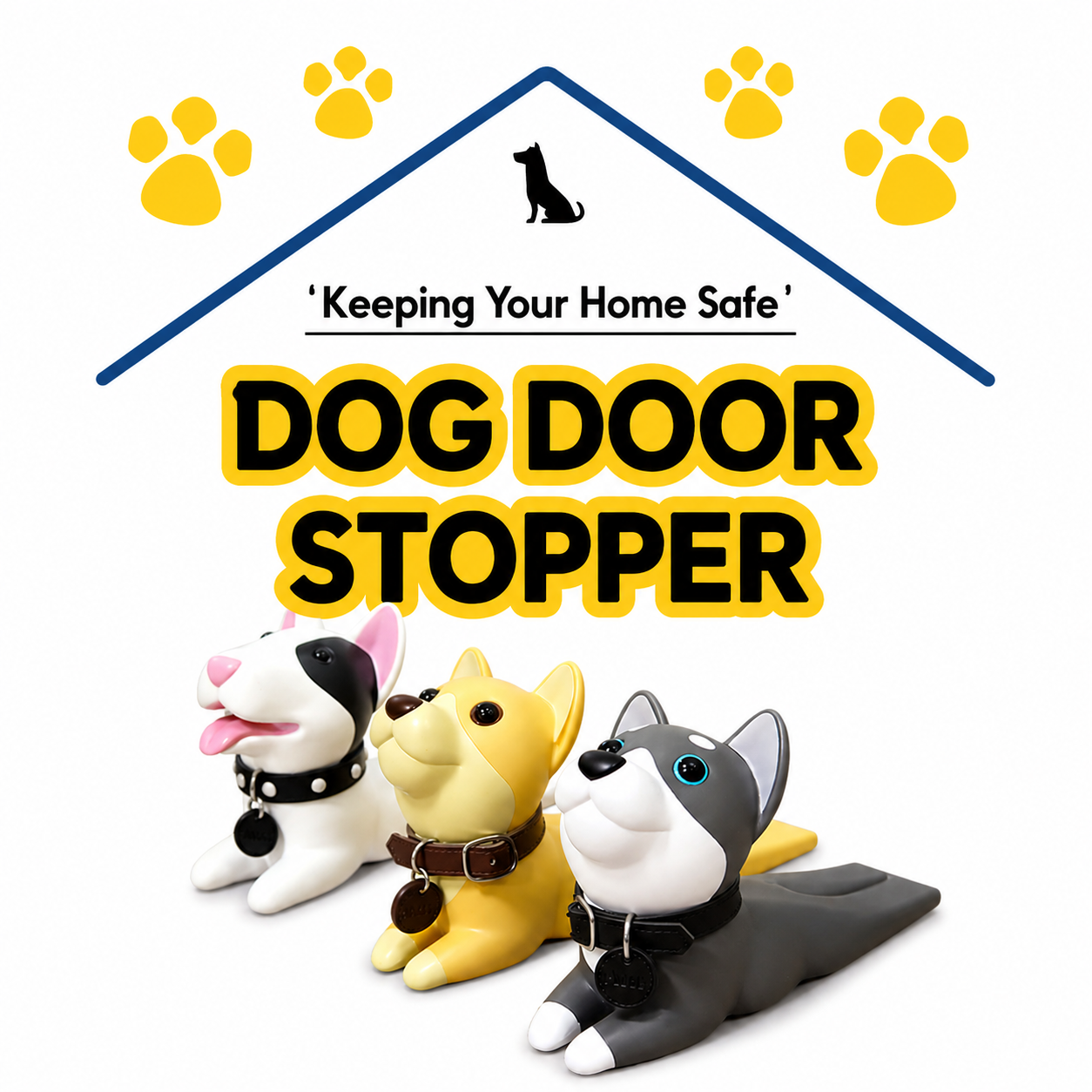 Dog Door Stopper Wedge, Non-Slip Door Stop, Prevents Door Slamming, Cute Puppy Door Stop for Home, Office, Bedroom