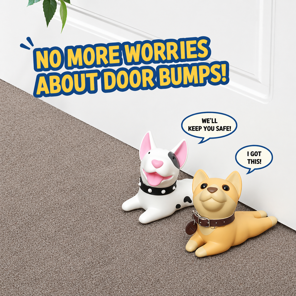 Dog Door Stopper Wedge, Non-Slip Door Stop, Prevents Door Slamming, Cute Puppy Door Stop for Home, Office, Bedroom