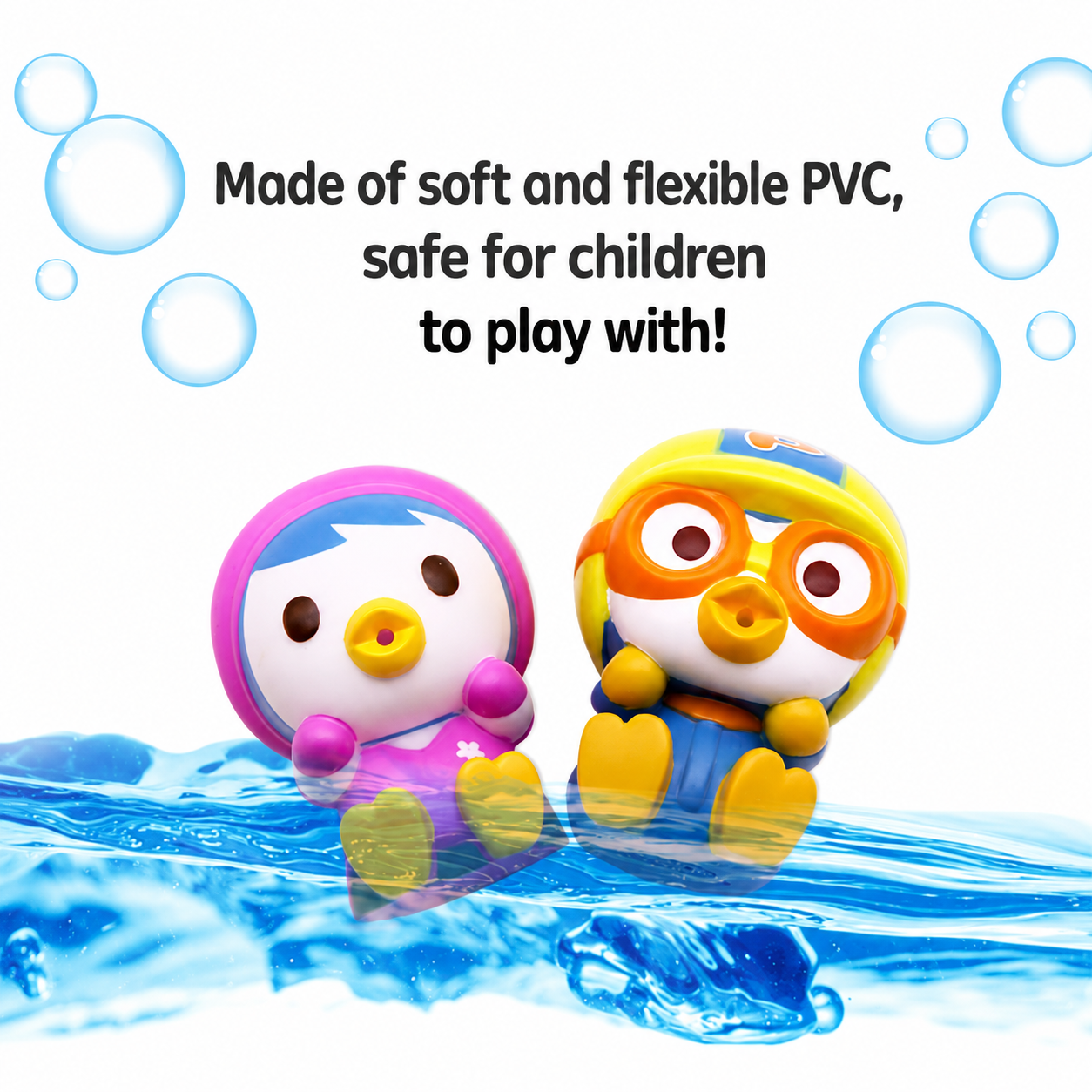 Pororo Friends Bath Toy Water Squirt 6PCS Set for Kids Baby Bathtub Water Play