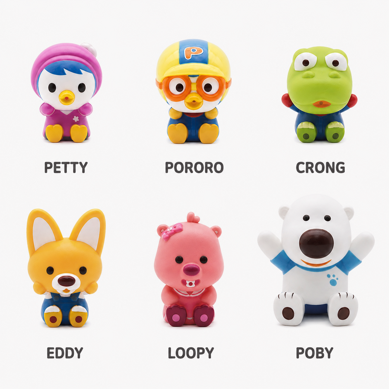 Pororo Friends Bath Toy Water Squirt 6PCS Set for Kids Baby Bathtub Water Play