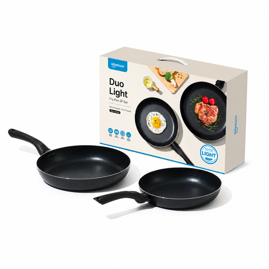 Sillymann Duo Light Fry Pan Set - Lightweight Nonstick Skillet Pans (9.5” & 11”) with Ergonomic Handle for All Cooktops
