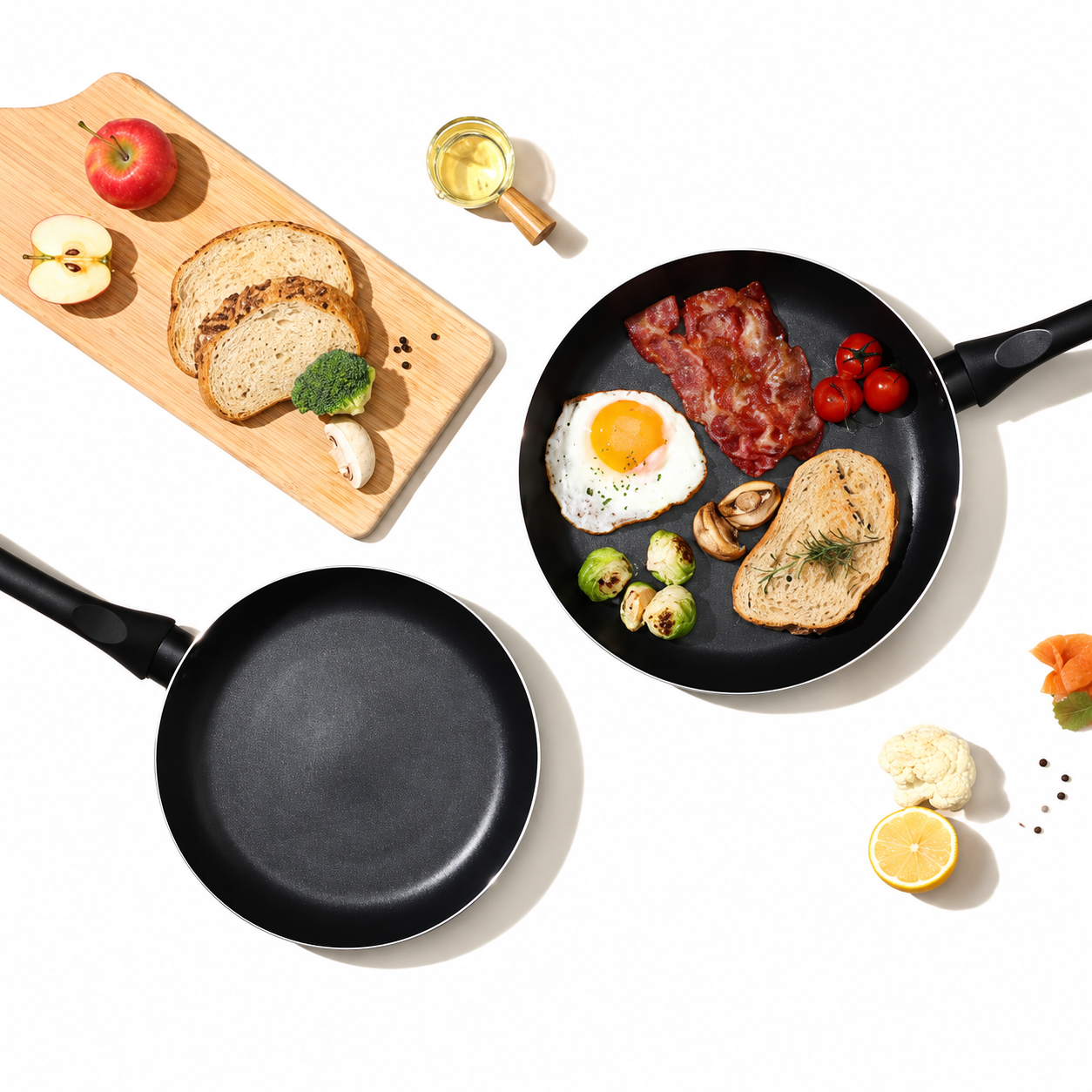 Sillymann Duo Light Fry Pan Set - Lightweight Nonstick Skillet Pans (9.5” & 11”) with Ergonomic Handle for All Cooktops