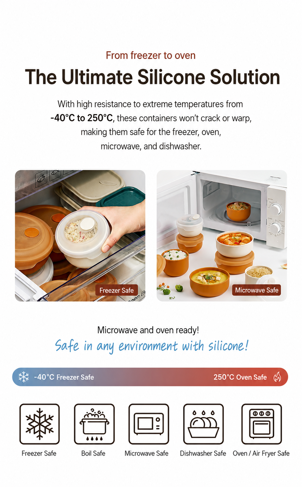 Sillymann Easy View Silicone Soup Container 16.9 oz (500ml) - Stackable Food Storage Container for Freezer & Microwave