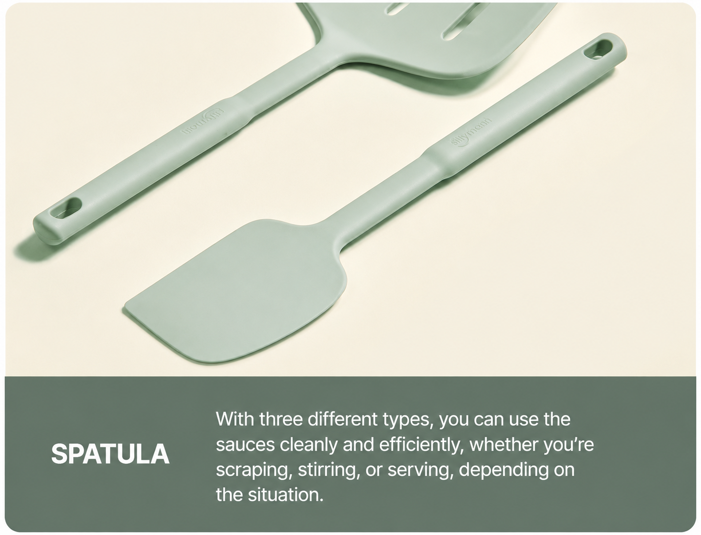 Sillymann  Pack of 3 Dayfit Silicone Cooking Utensils - Ladle, Wide Turner & Spatula for Nonstick Cookware