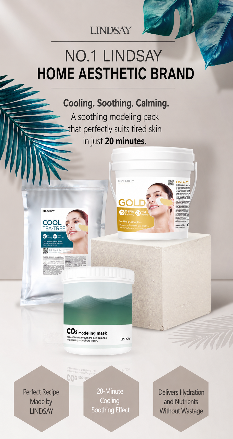 Lindsay Cool Tea Tree Modeling Mask Powder 2.2lb (1kg) – Korean Rubber Face Mask, Spa Facial Skin Care Pack