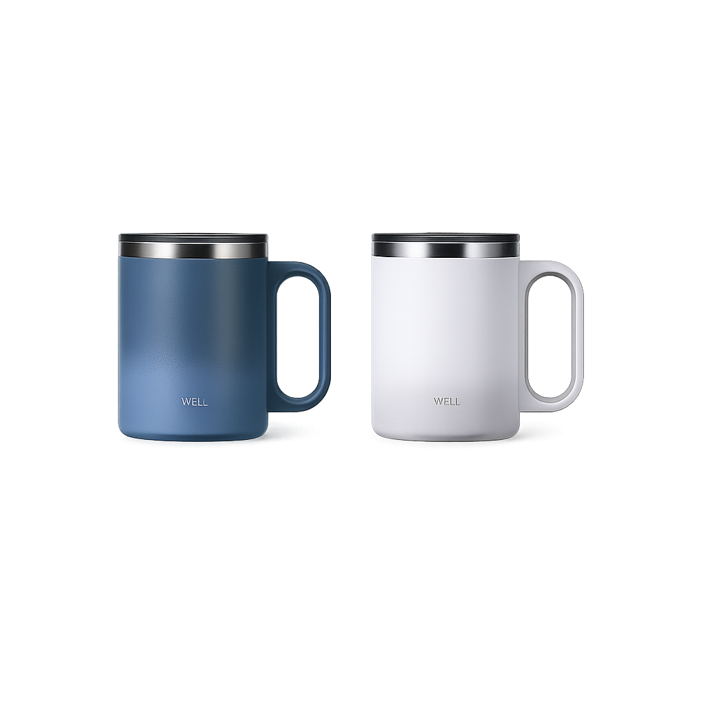 Sillymann Well Tumbler Pro Table Mug 14.5 oz, Vacuum Insulated Stainless Steel Coffee Mug with Handle for Hot & Cold Drinks