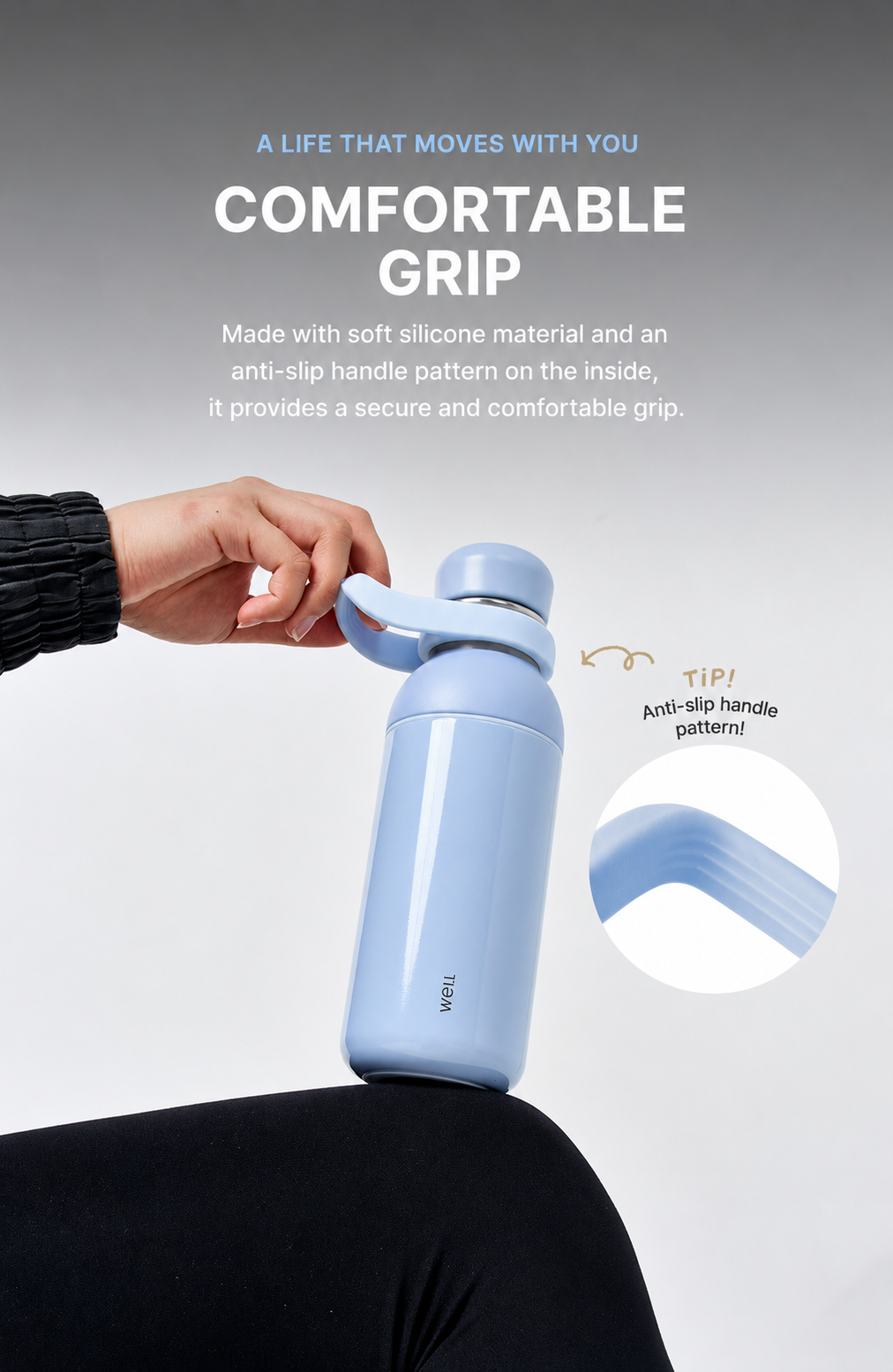 Sillymann WELL Athleisure Insulated Straw Water Bottle 27oz (800ml), Leak-Resistant Stainless Steel Cold Water Bottle, Wide Mouth