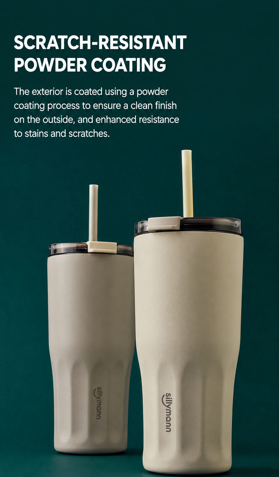 Sillymann Harmony Straw Tumbler 20oz (600ml), Vacuum Insulated Stainless Steel, Flip Lid