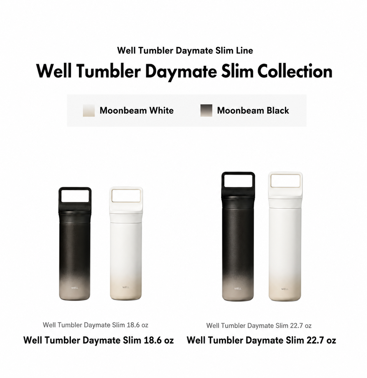 Sillymann WELL Daymate Slim Tumbler 22oz (670ml), Vacuum Insulated Stainless Steel Tumbler, Straw Lid, Carry Handle