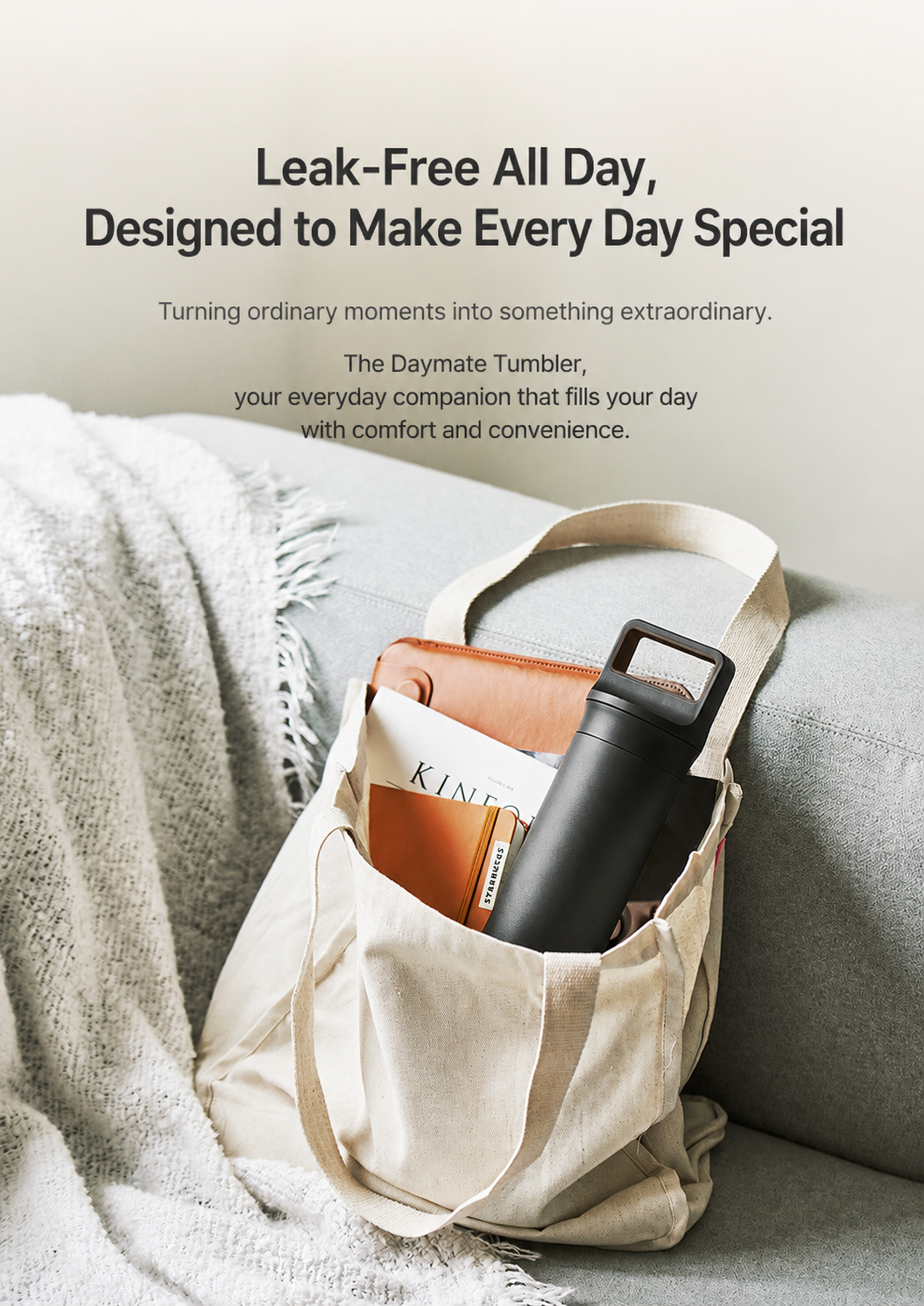 Sillymann WELL Daymate Slim Tumbler 22oz (670ml), Vacuum Insulated Stainless Steel Tumbler, Straw Lid, Carry Handle