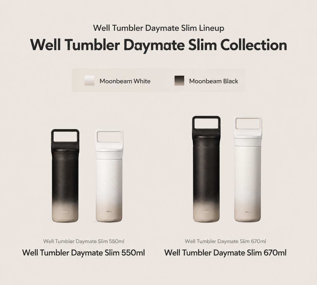 Sillymann Daymate Slim Tumbler 18.6 oz, Vacuum Insulated Stainless Steel Travel Mug with Handle, Straw & Sip Lid